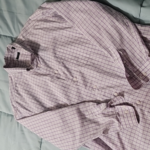 Turtleson Purple/White Checkered 100%Cotton‎ LS BD Sport Shirt Men's (L)
